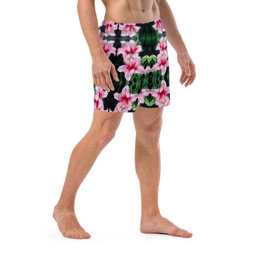 Men's Trunks - Desire - Pink Lily Floral Realism