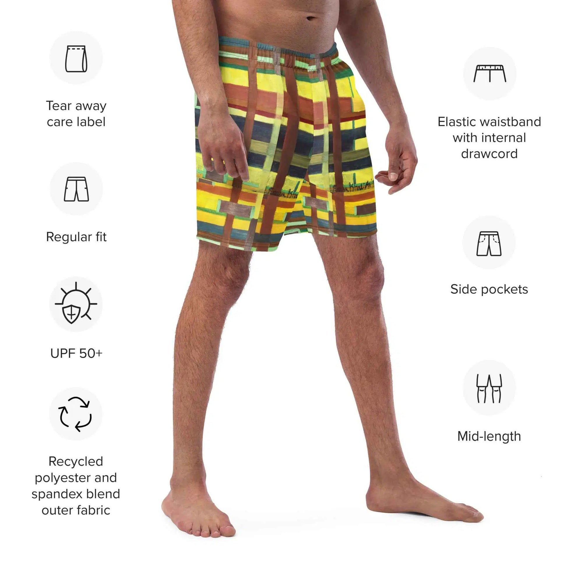 Men's Swim Trunks - City in Grids - Geometric Urban