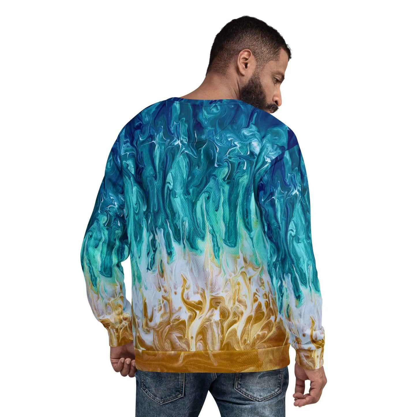 Unisex Sweatshirt - Good Tidings - Fluid Blue Gold Ocean