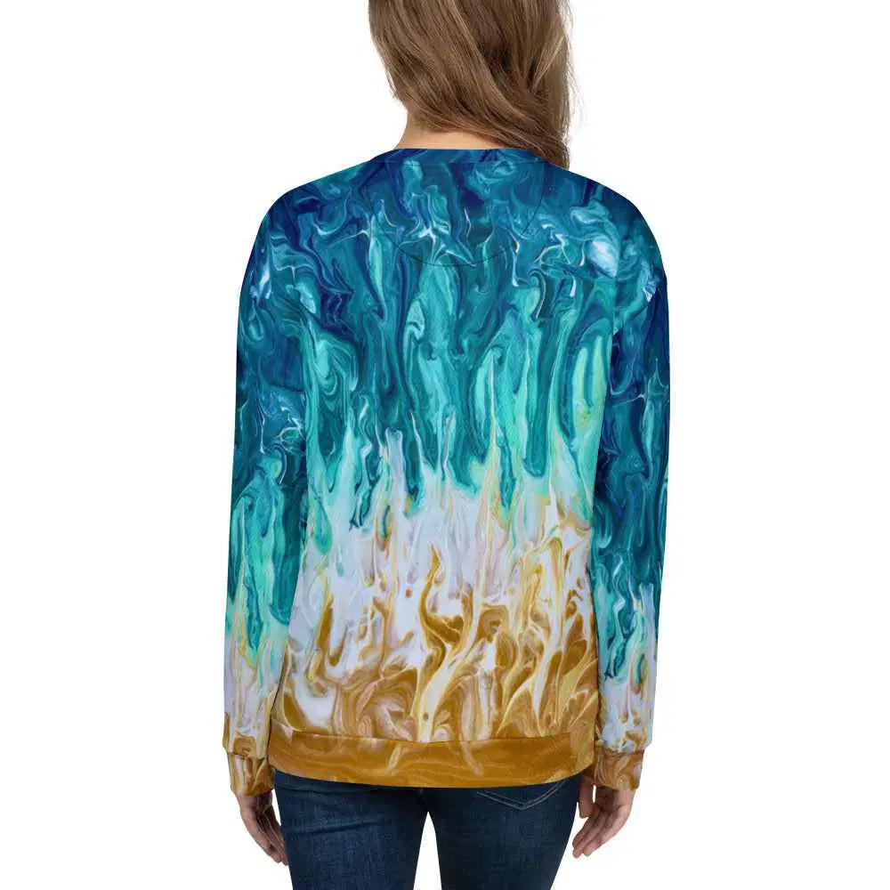 Unisex Sweatshirt - Good Tidings - Fluid Blue Gold Ocean