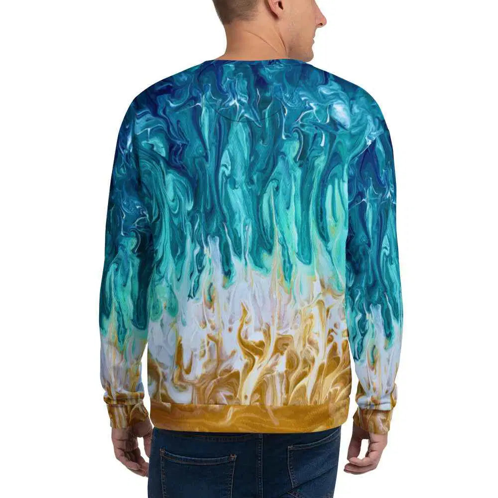 Unisex Sweatshirt - Good Tidings - Fluid Blue Gold Ocean
