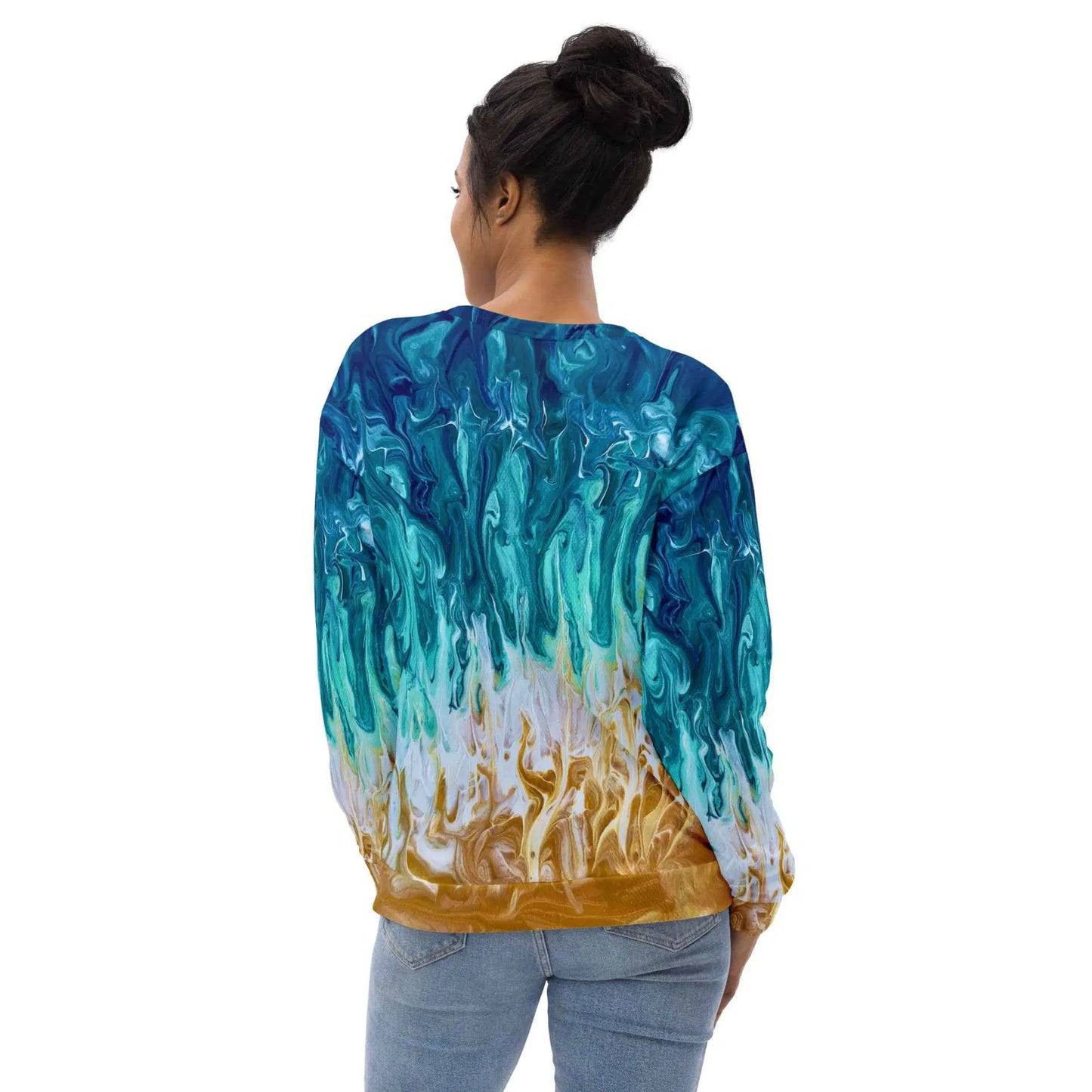 Unisex Sweatshirt - Good Tidings - Fluid Blue Gold Ocean