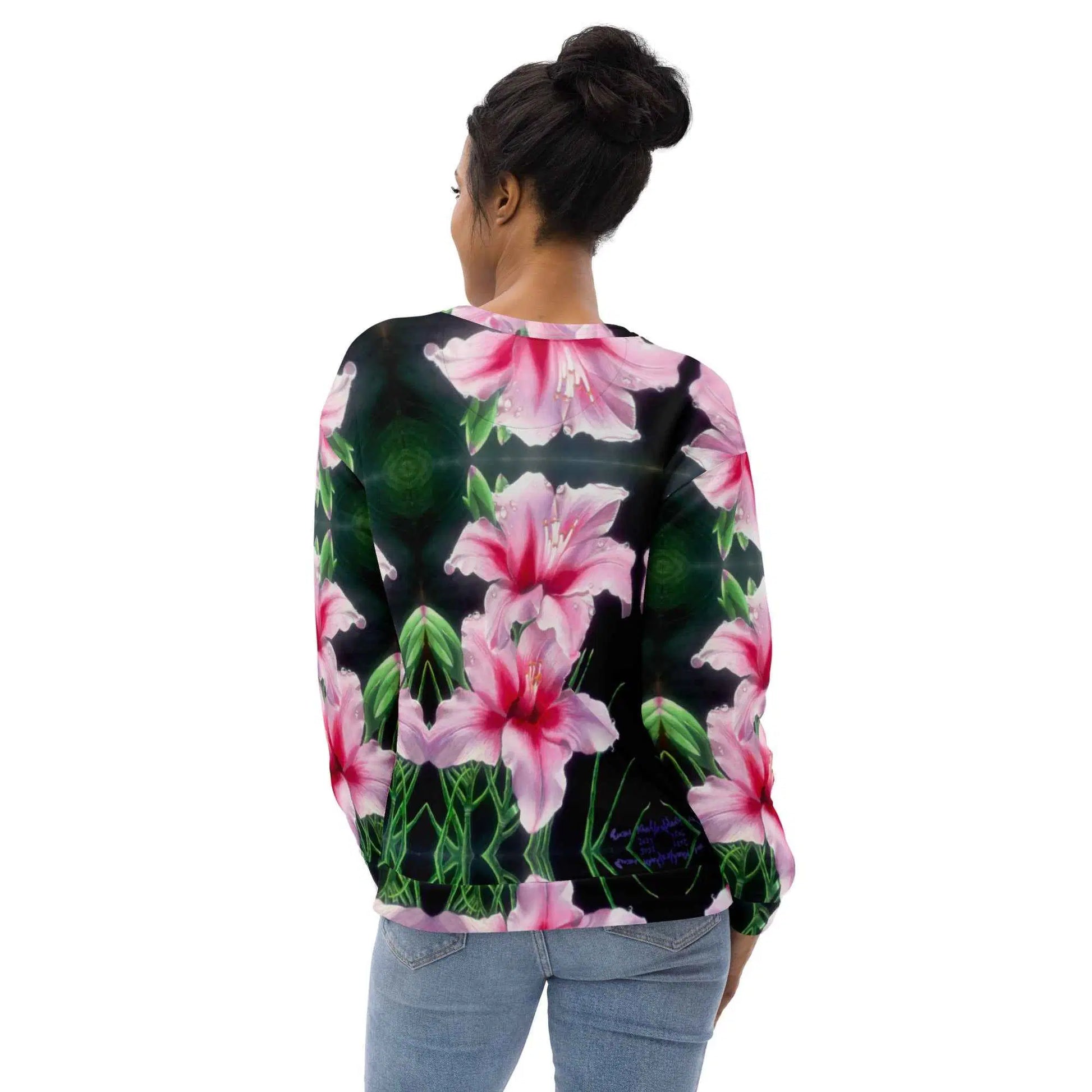 Unisex Sweatshirt - Desire - Pink Lily Floral Realism