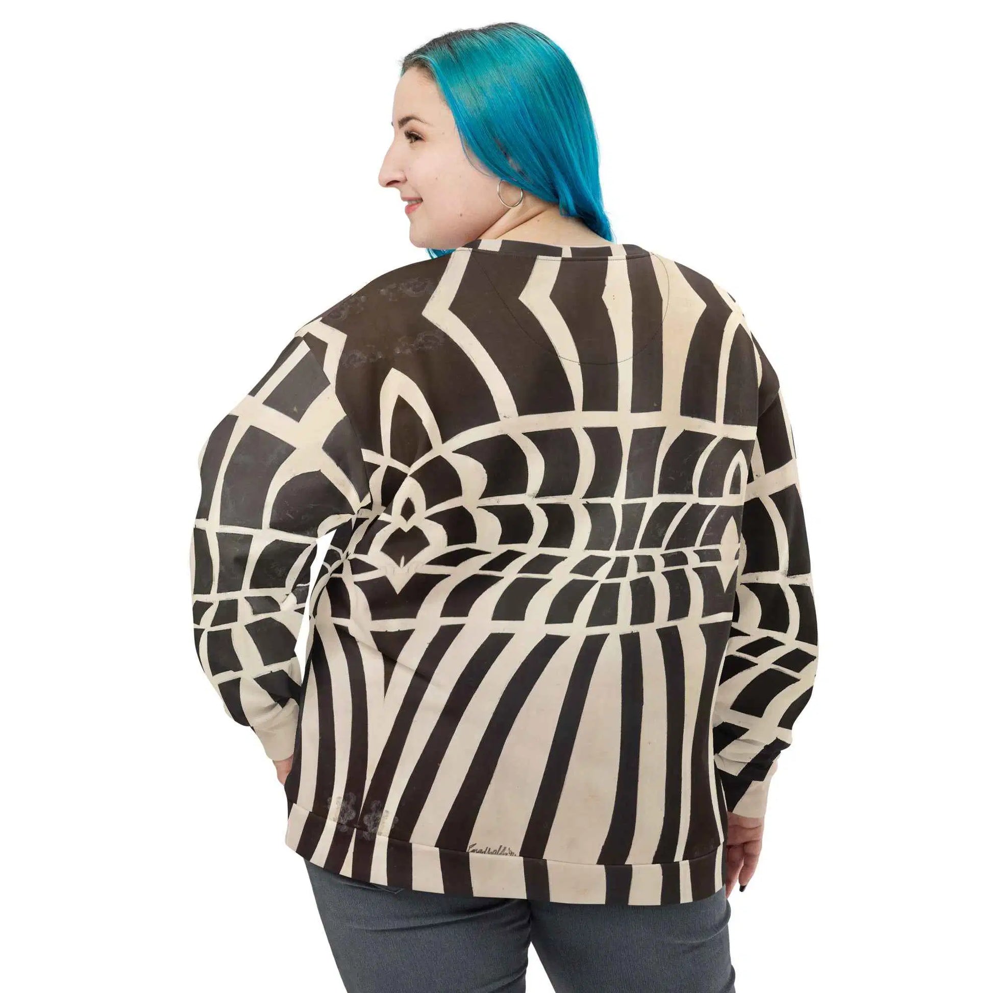 Unisex Sweatshirt - Optical Web - Black & White Illusion Art