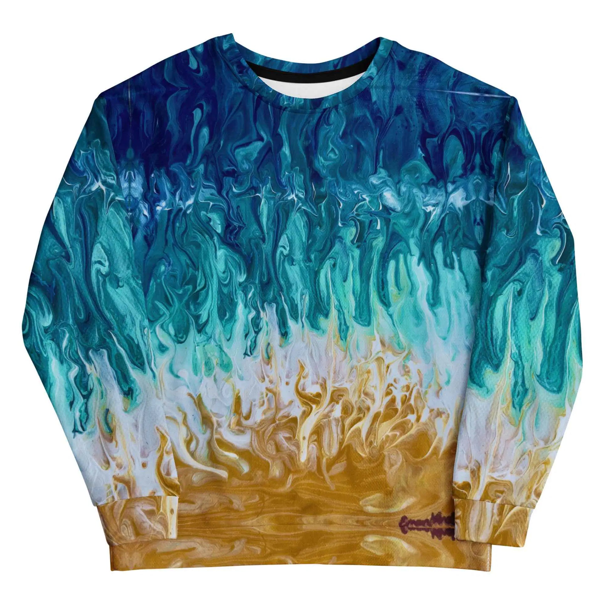 Unisex Sweatshirt - Good Tidings - Fluid Blue Gold Ocean