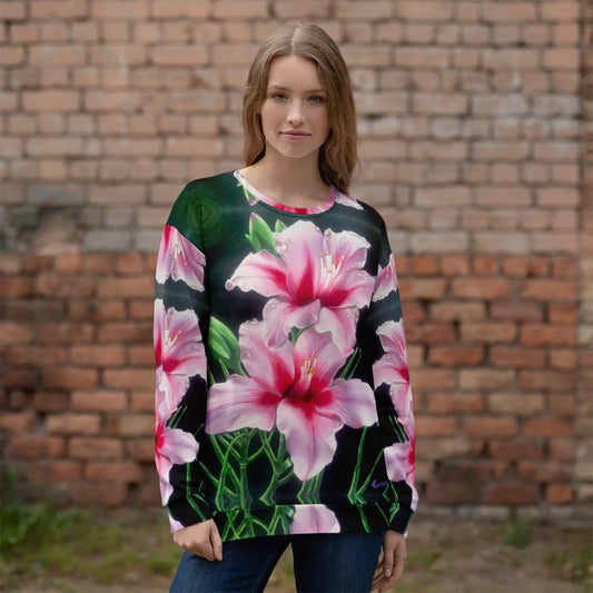 Unisex Sweatshirt - Desire - Pink Lily Floral Realism
