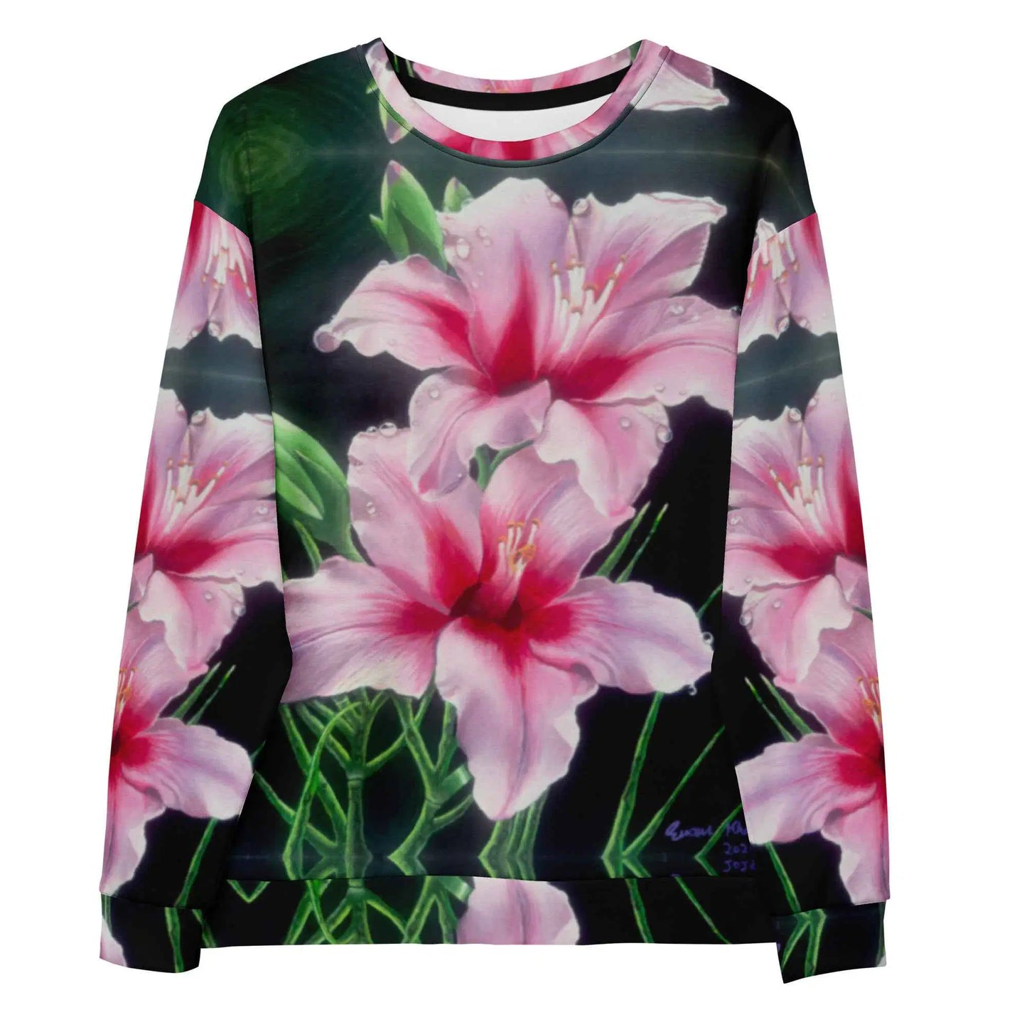 Unisex Sweatshirt - Desire - Pink Lily Floral Realism