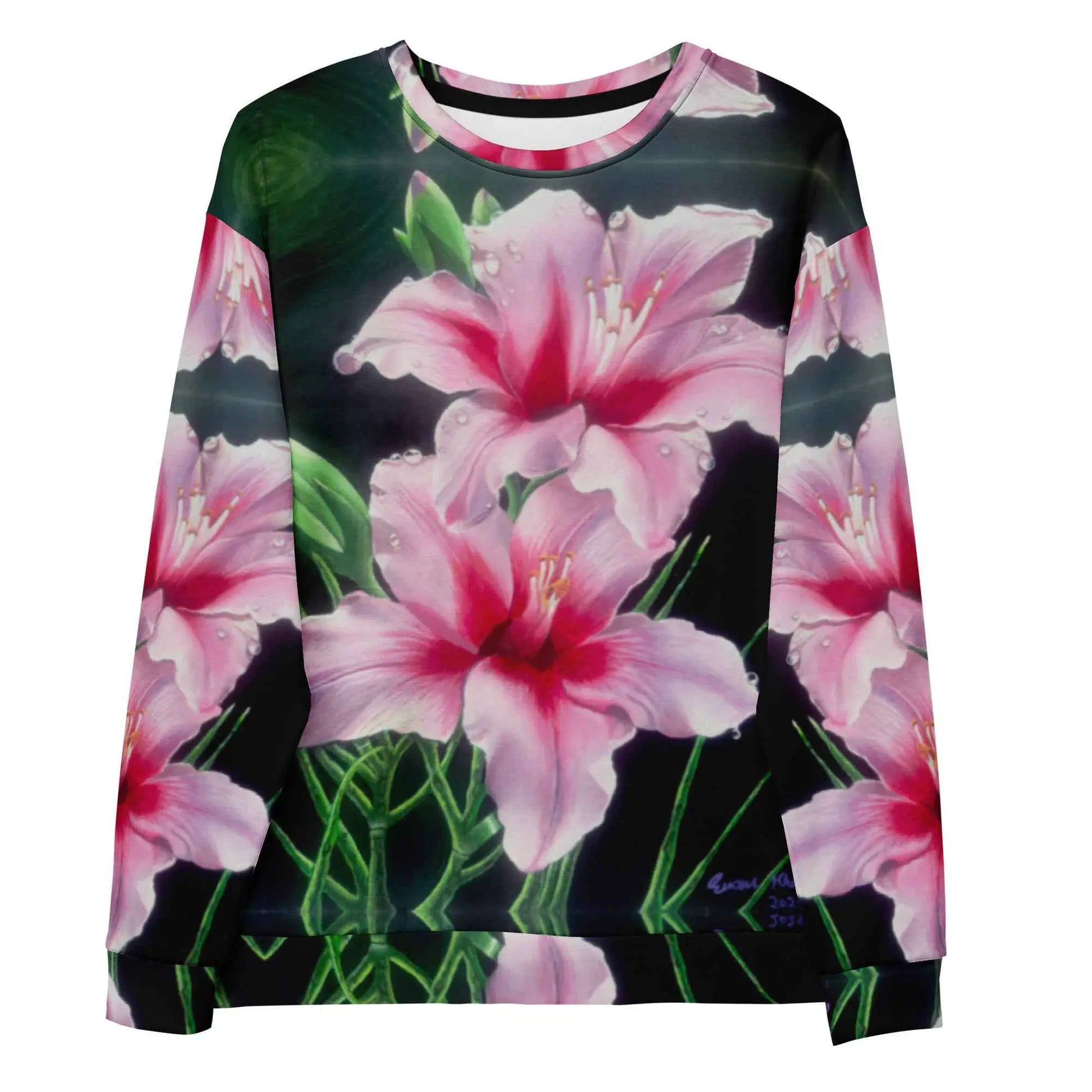 Unisex Sweatshirt - Desire - Pink Lily Floral Realism