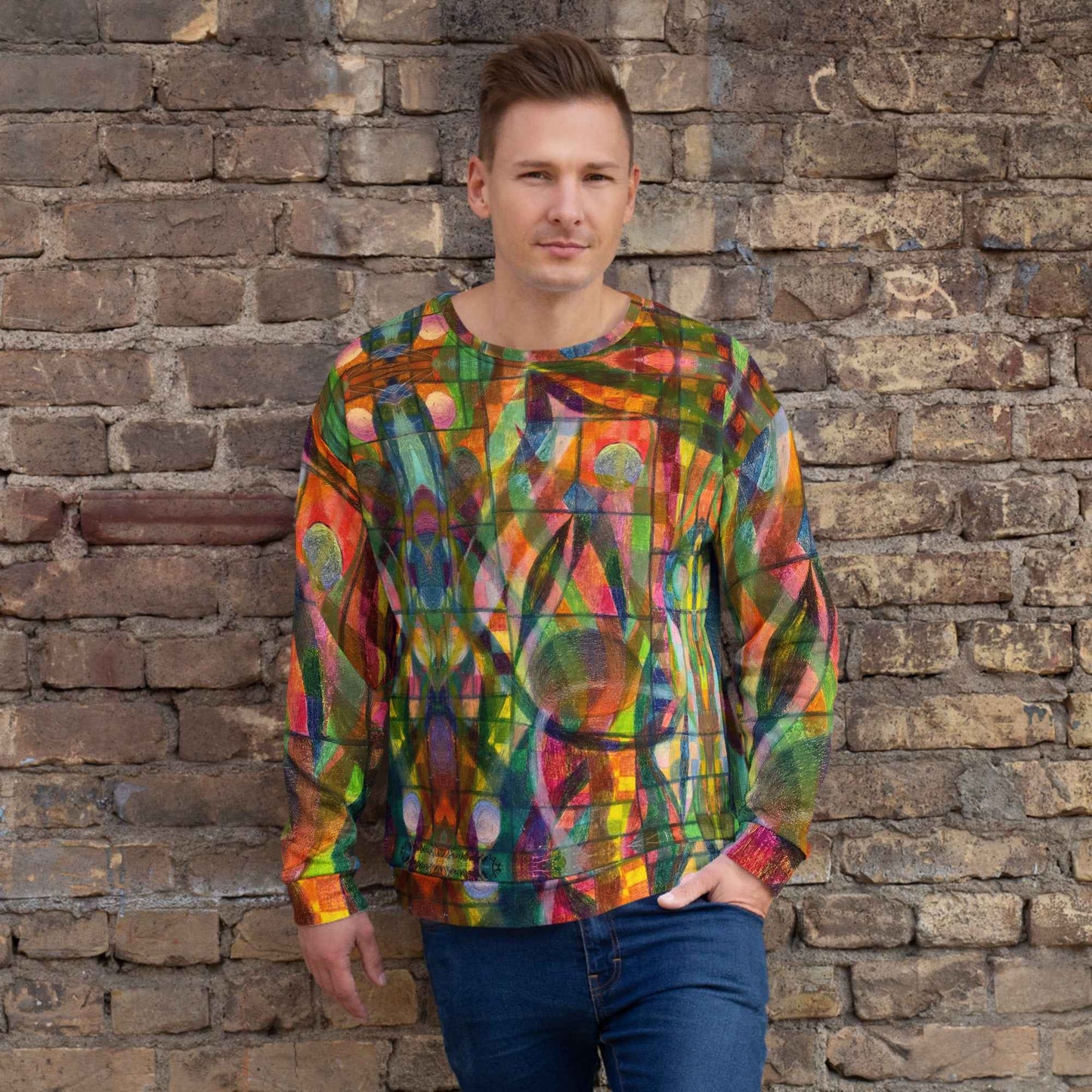Unisex Sweatshirt - Organic Life - Colorful Geometric Art