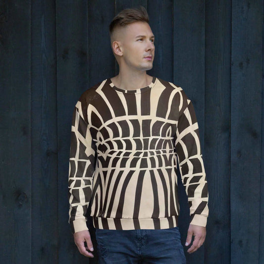 Unisex Sweatshirt - Optical Web - Black & White Illusion Art