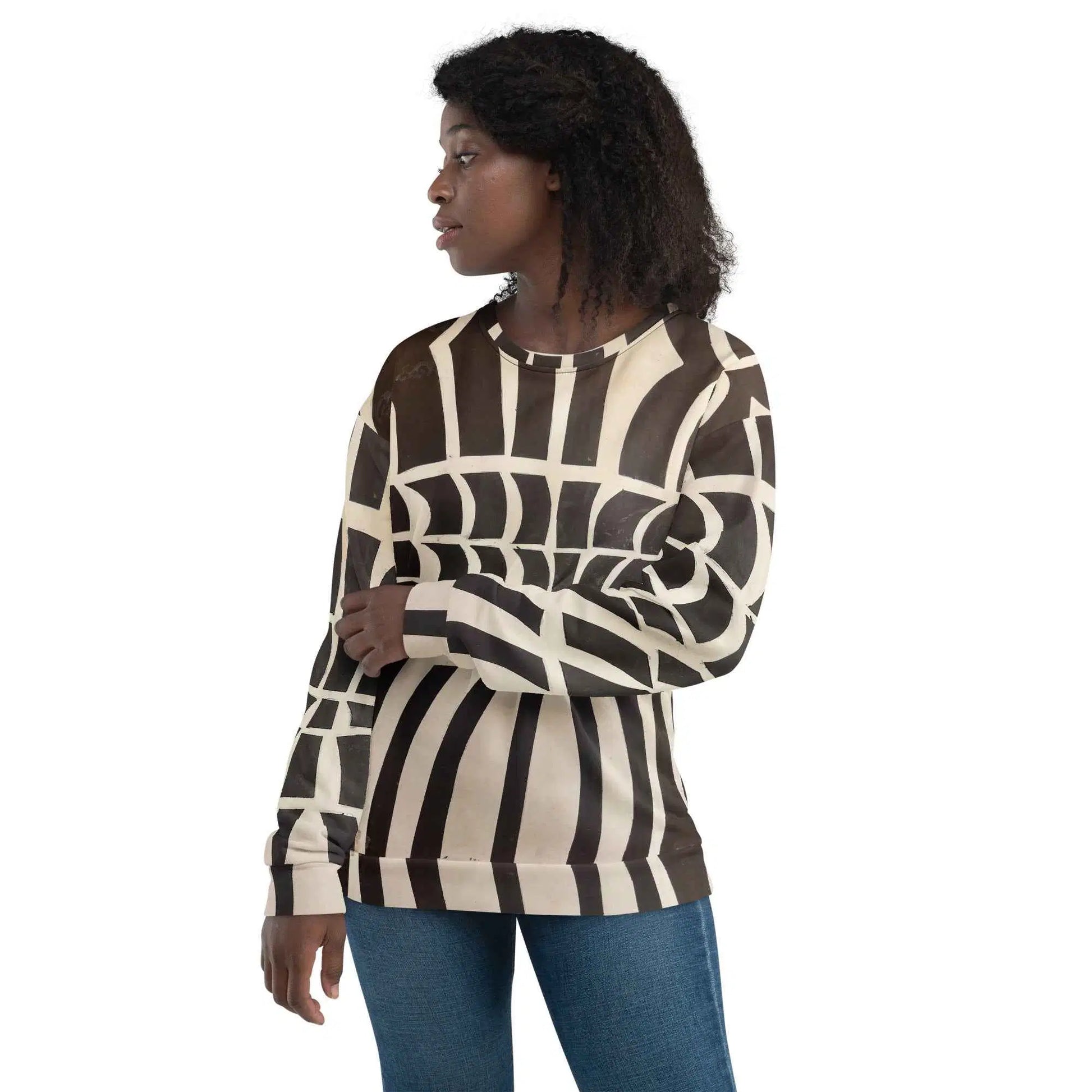 Unisex Sweatshirt - Optical Web - Black & White Illusion Art