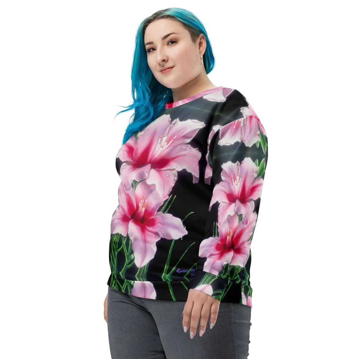 Unisex Sweatshirt - Desire - Pink Lily Floral Realism