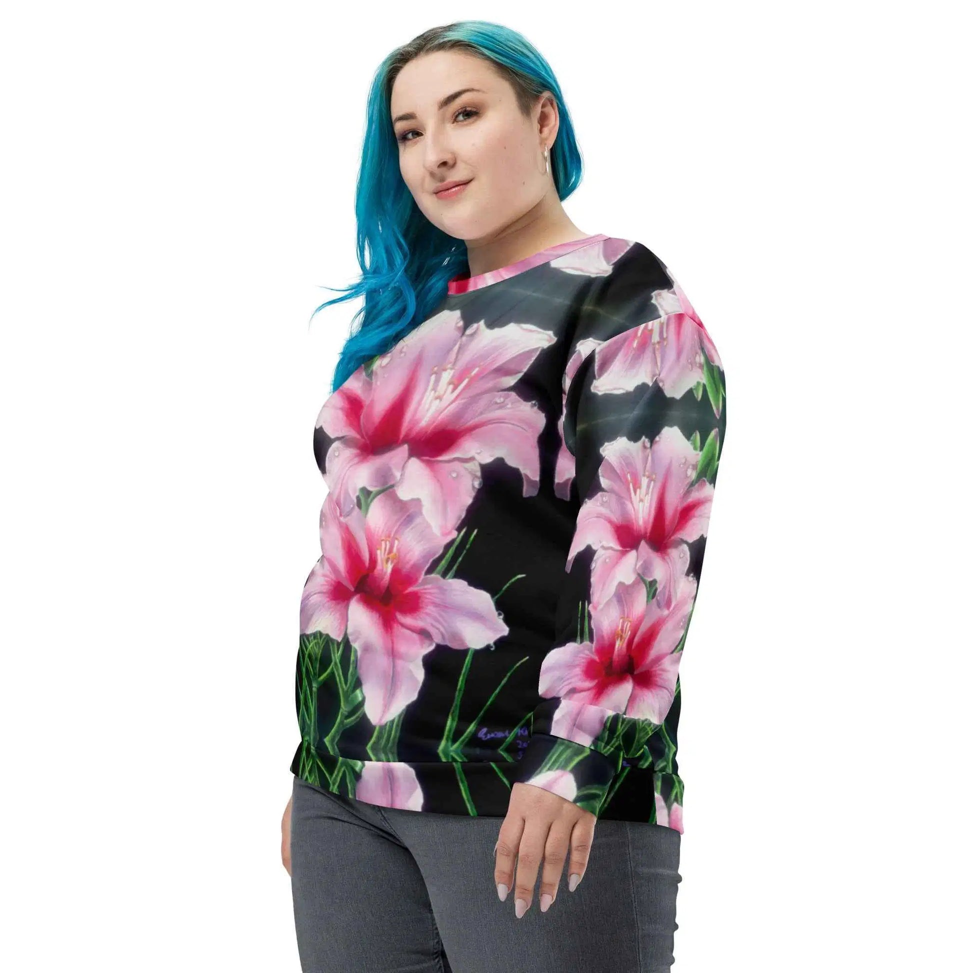 Unisex Sweatshirt - Desire - Pink Lily Floral Realism