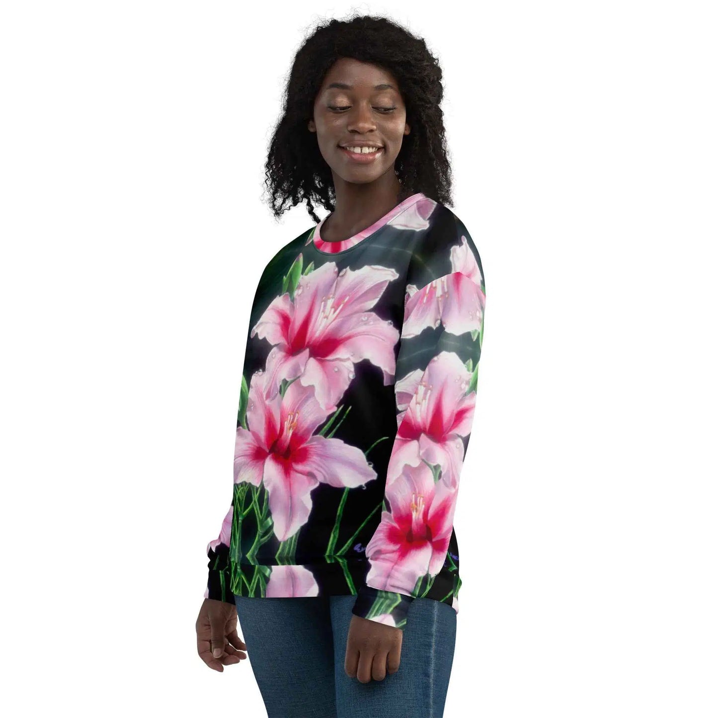 Unisex Sweatshirt - Desire - Pink Lily Floral Realism