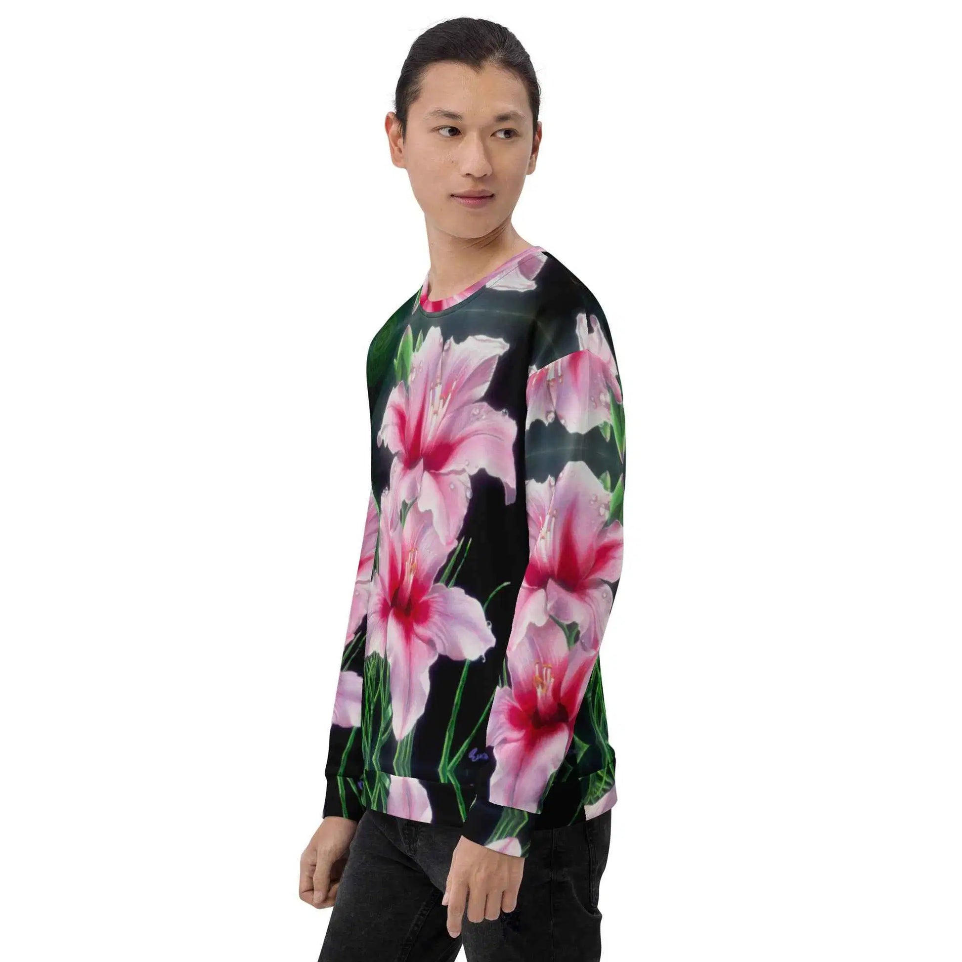 Unisex Sweatshirt - Desire - Pink Lily Floral Realism