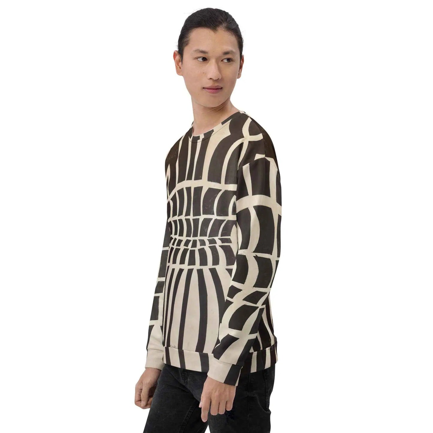 Unisex Sweatshirt - Optical Web - Black & White Illusion Art