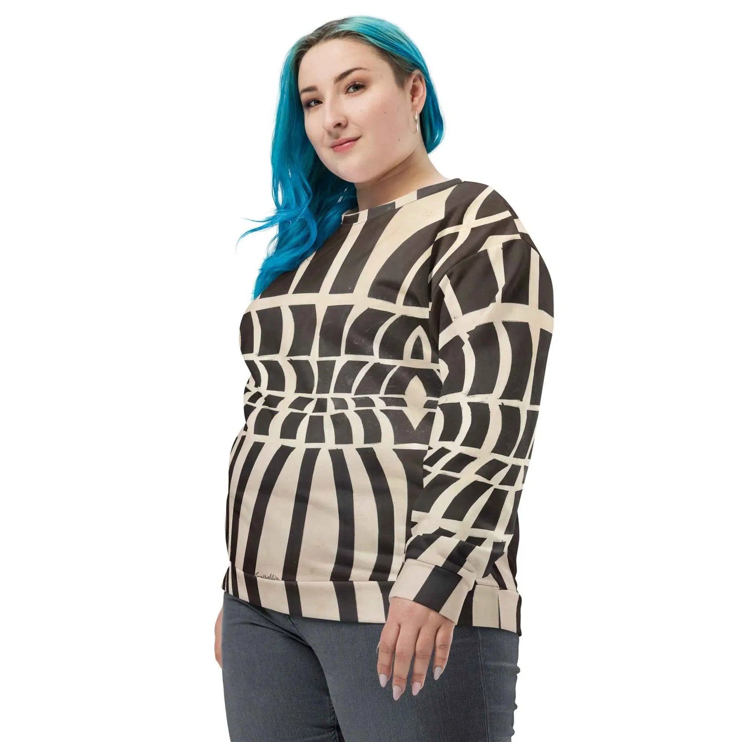 Unisex Sweatshirt - Optical Web - Black & White Illusion Art