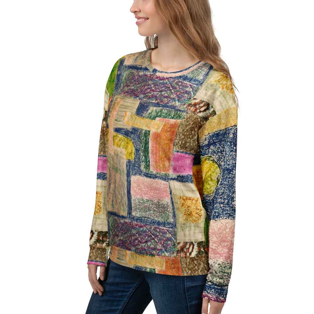Unisex Sweatshirt - The Hearth Quilt - Folk Geometric Art
