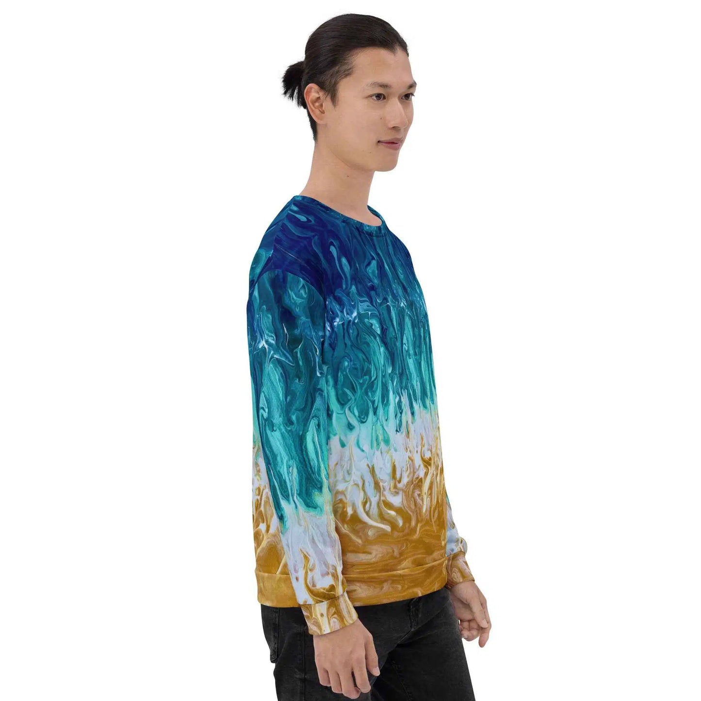 Unisex Sweatshirt - Good Tidings - Fluid Blue Gold Ocean