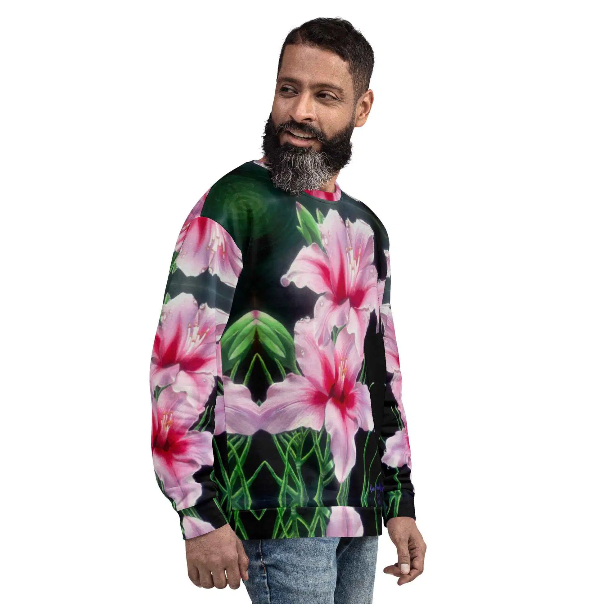 Unisex Sweatshirt - Desire - Pink Lily Floral Realism