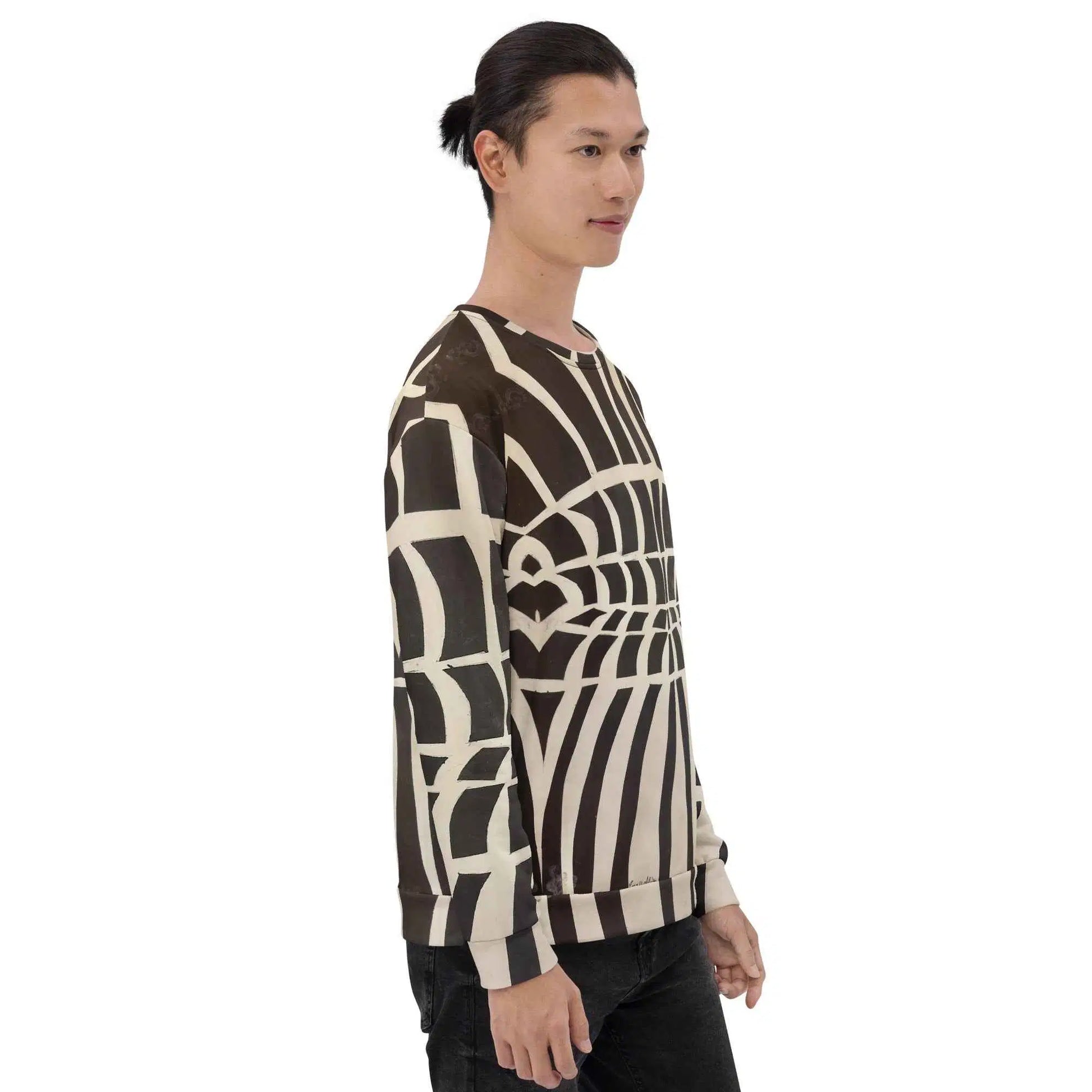 Unisex Sweatshirt - Optical Web - Black & White Illusion Art