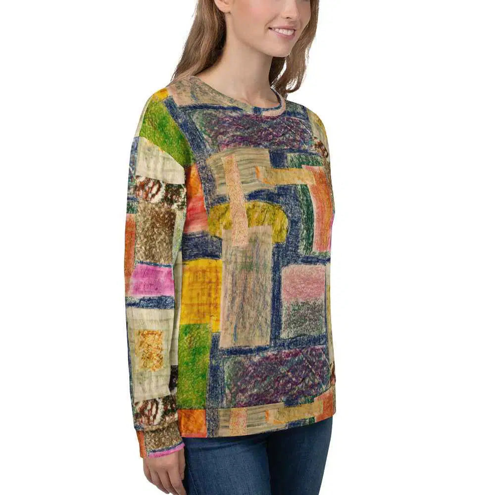 Unisex Sweatshirt - The Hearth Quilt - Folk Geometric Art