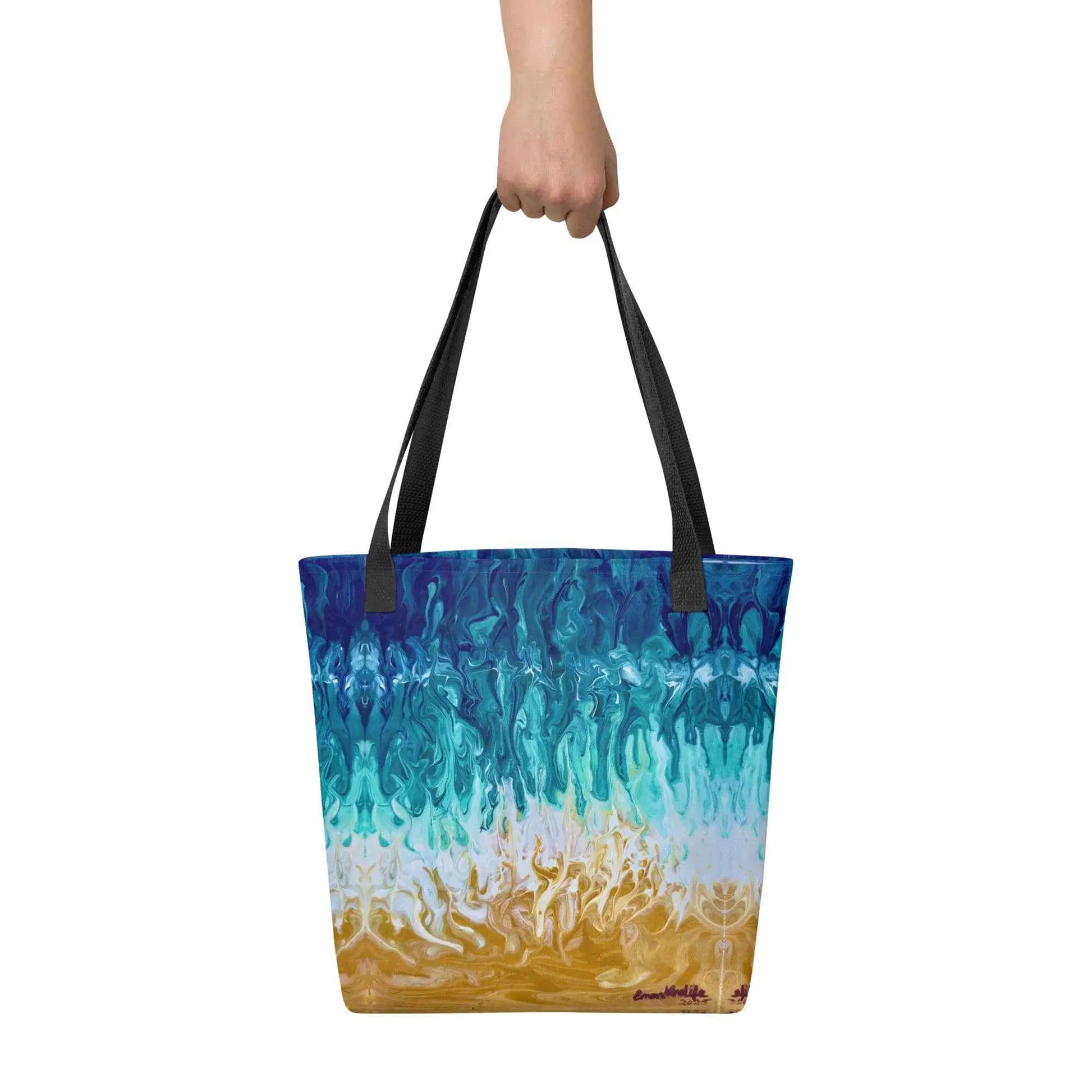 Tote Bag - Good Tidings - Fluid Blue Gold Ocean
