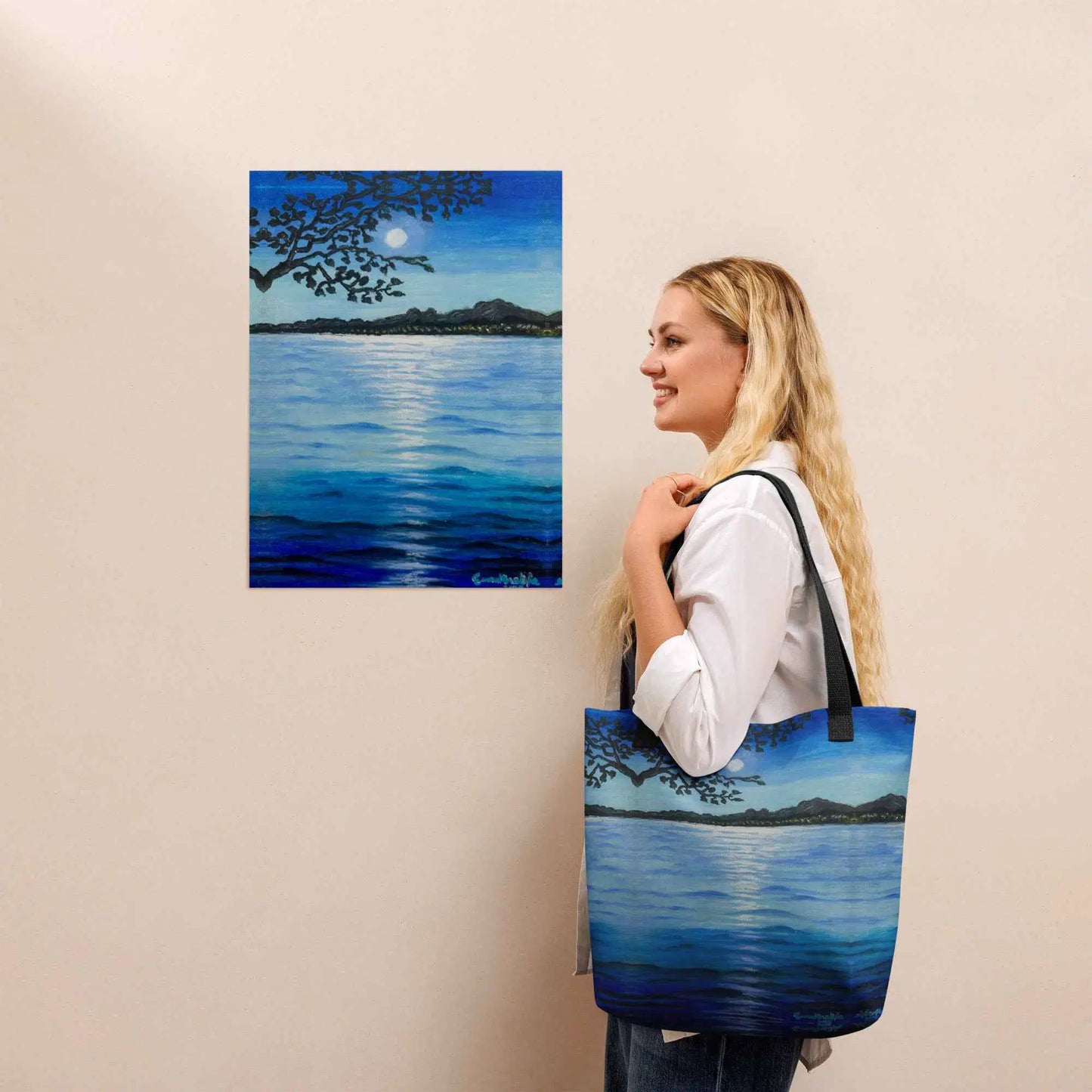 Tote Bag - Nocturned - Tonalism Moonlit Night Scene