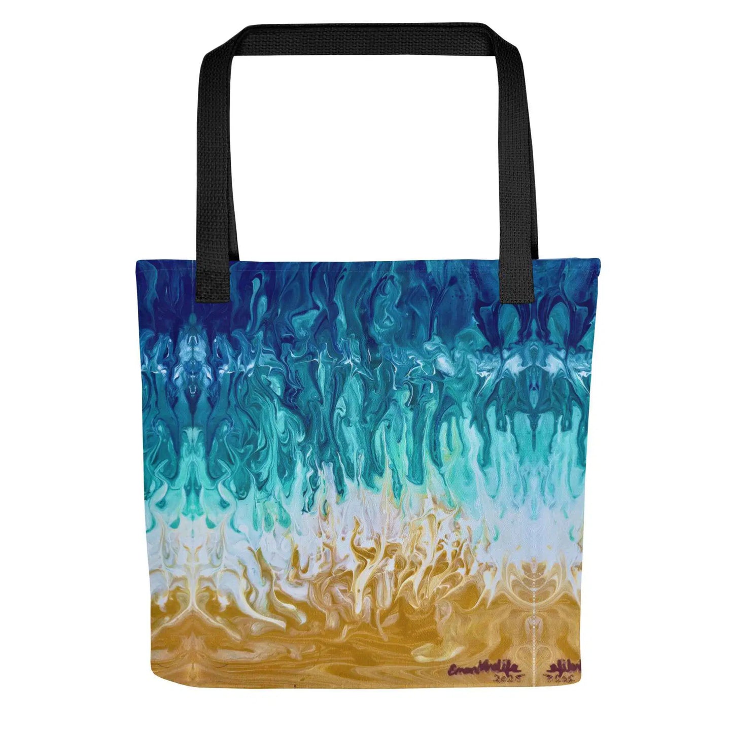 Tote Bag - Good Tidings - Fluid Blue Gold Ocean
