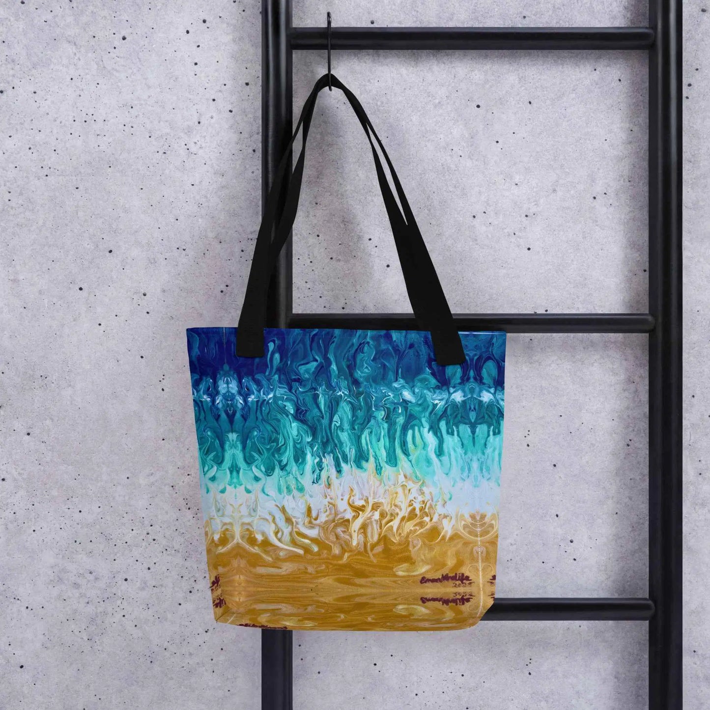Tote Bag - Good Tidings - Fluid Blue Gold Ocean