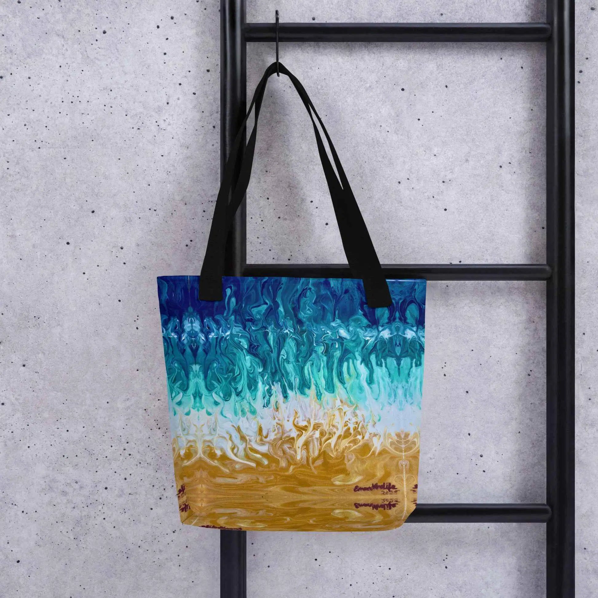 Tote Bag - Good Tidings - Fluid Blue Gold Ocean