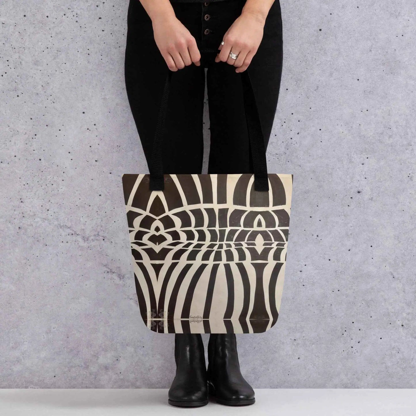Tote Bag - Optical Web - Op Art Black & White Illusion