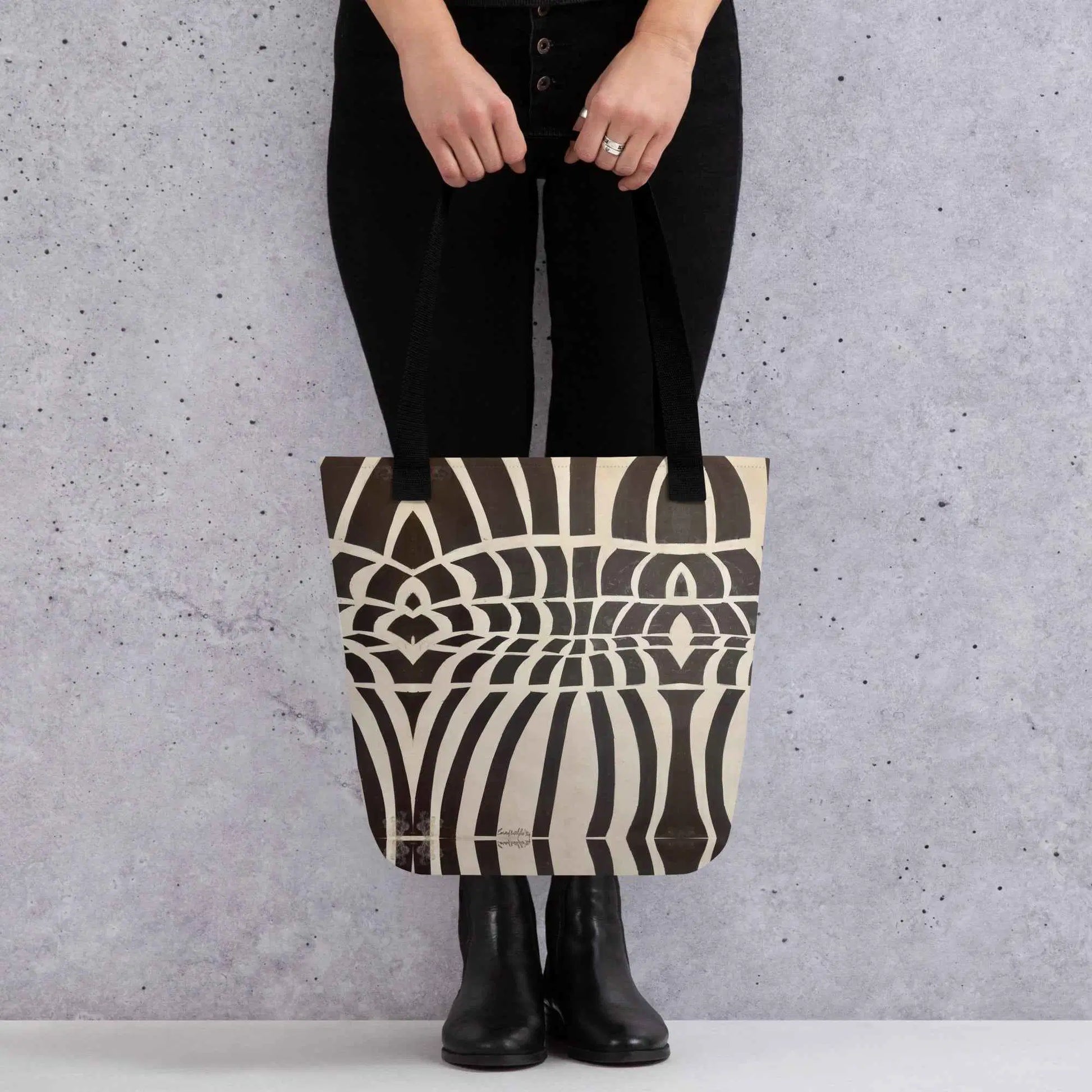 Tote Bag - Optical Web - Op Art Black & White Illusion