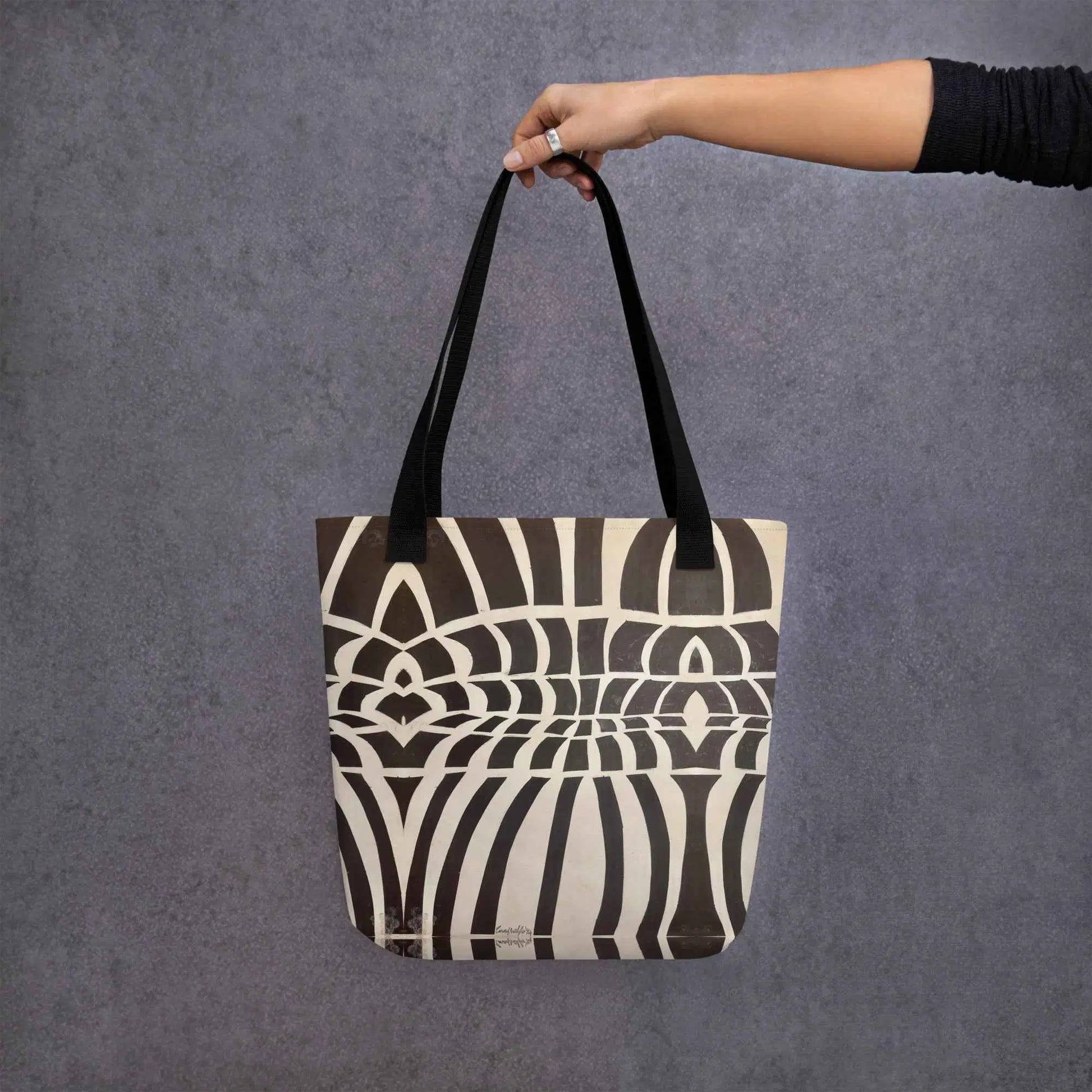 Tote Bag - Optical Web - Op Art Black & White Illusion