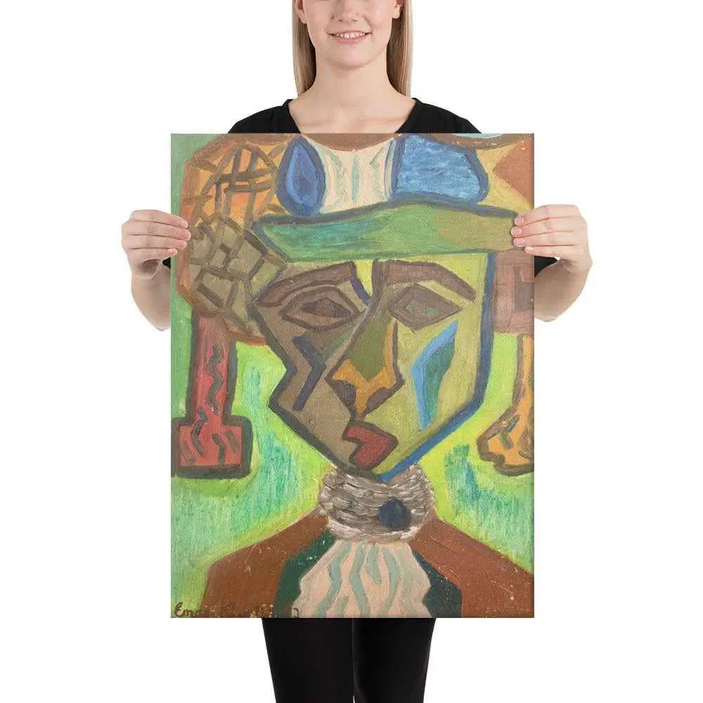 Canvas Print - Fragmented Soul - Cubist Figure Portrait - Eman's Gallery