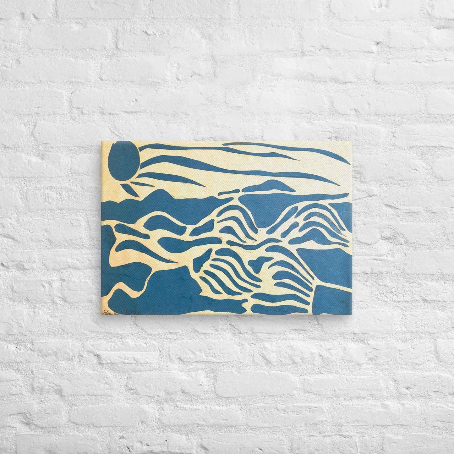Original Collage - Blue Airwaves - Minimalist Abstract Ocean - Eman's Gallery
