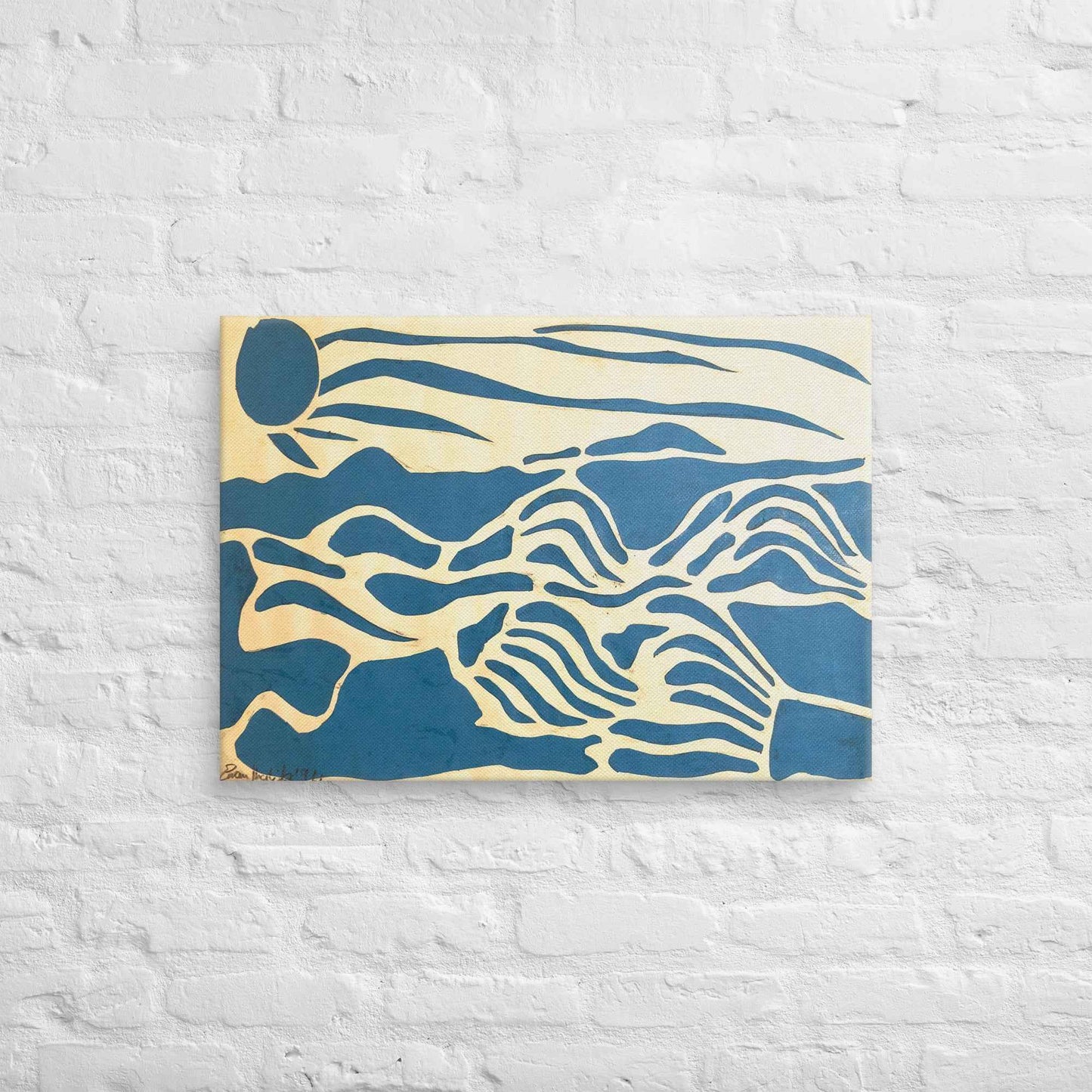 Canvas Print - Blue Airwaves - Minimalist Abstract Ocean - Eman's Gallery