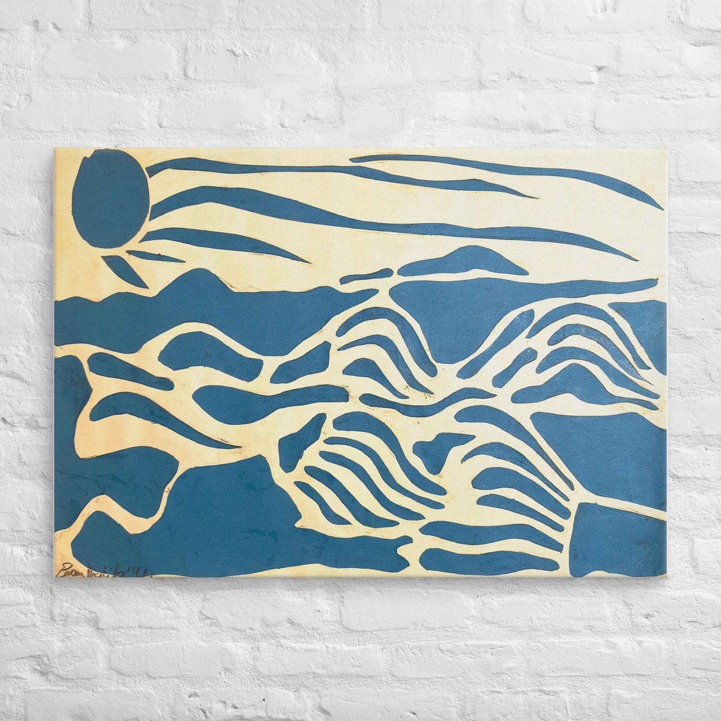 Canvas Print - Blue Airwaves - Minimalist Abstract Ocean - Eman's Gallery