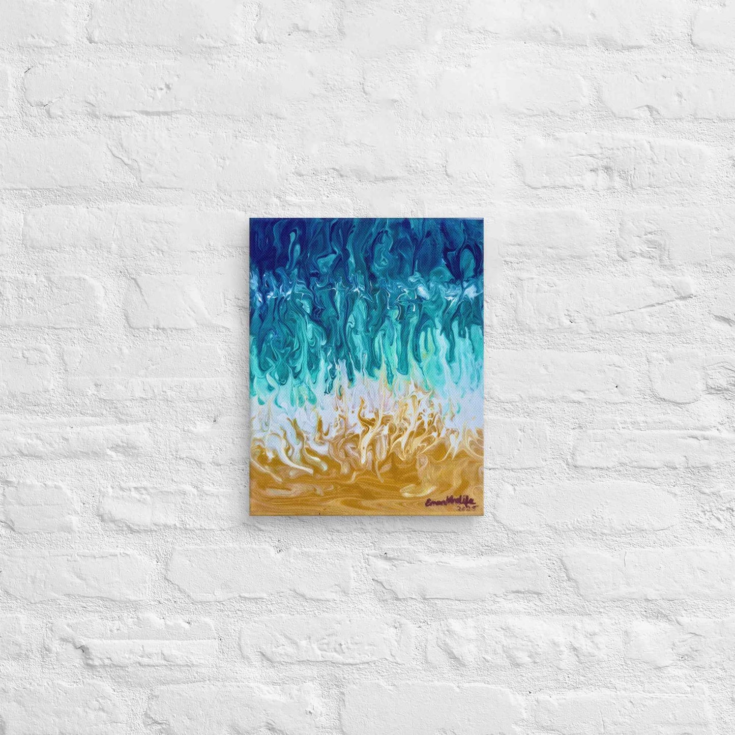 Canvas Print - Good Tidings - Fluid Blue Gold Ocean