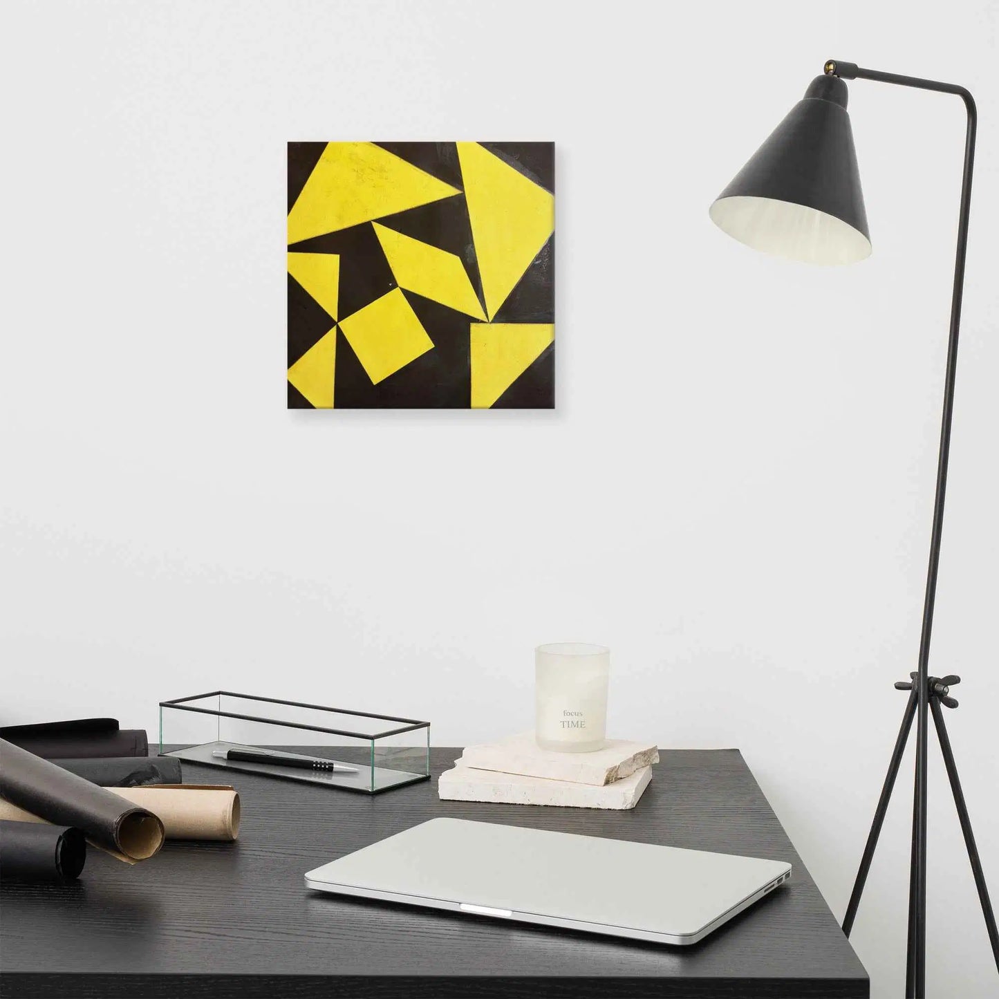 Original Collage - Golden Fracture - Geometric Minimalist