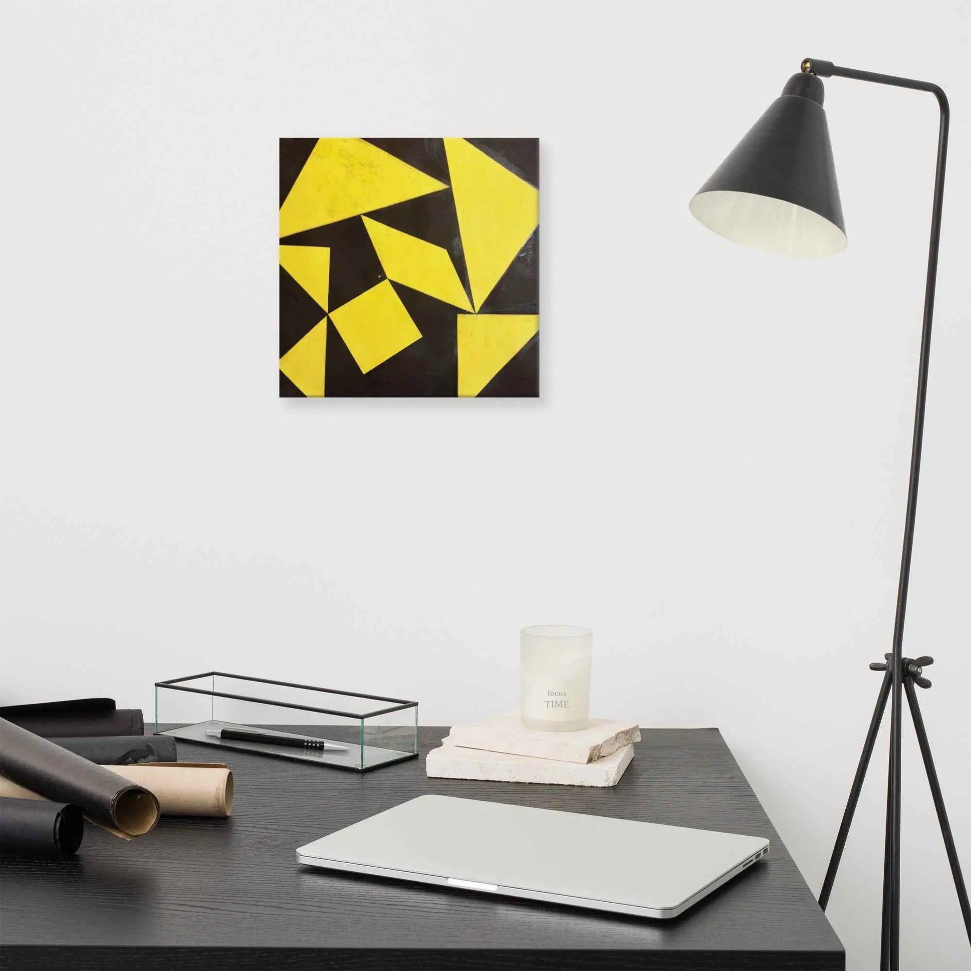 Original Collage - Golden Fracture - Geometric Minimalist