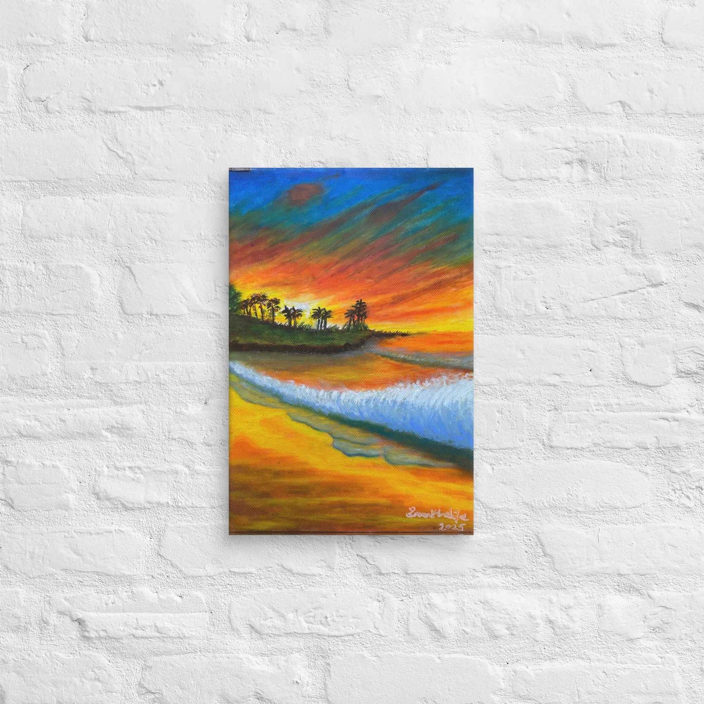 Canvas Print - Day Blazed - Tropical Sunset Palm Tree
