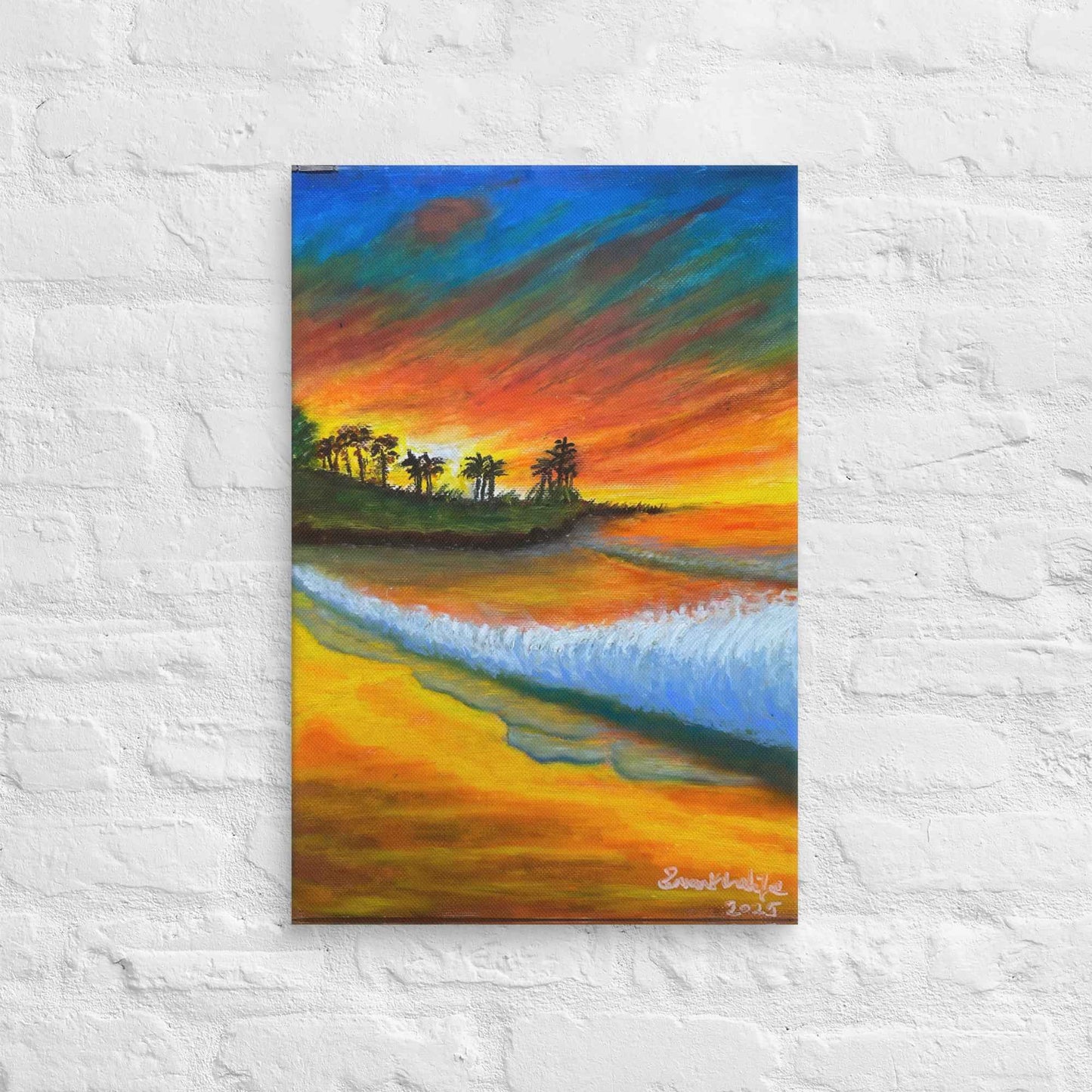 Canvas Print - Day Blazed - Tropical Sunset Palm Tree