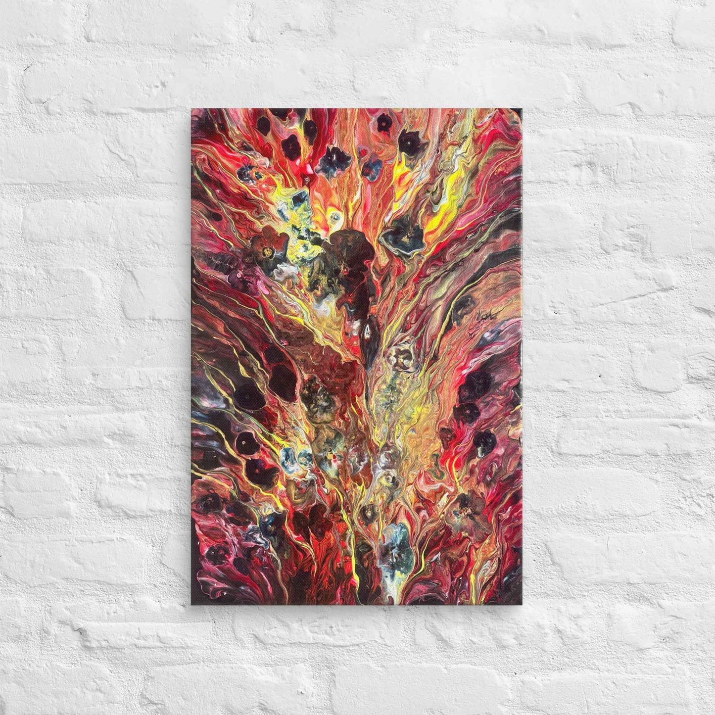 Canvas Print - Phoenix - Fluid Abstract Red Gold Fire