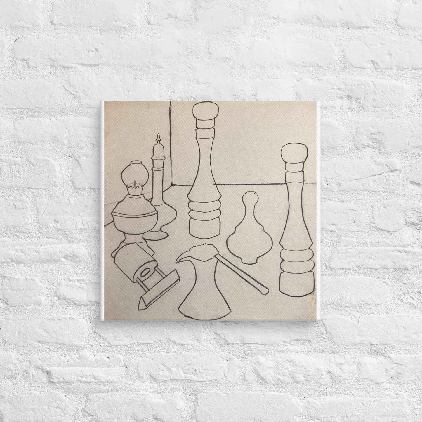 Canvas Print - Contours of Orient - Monochrome Outline