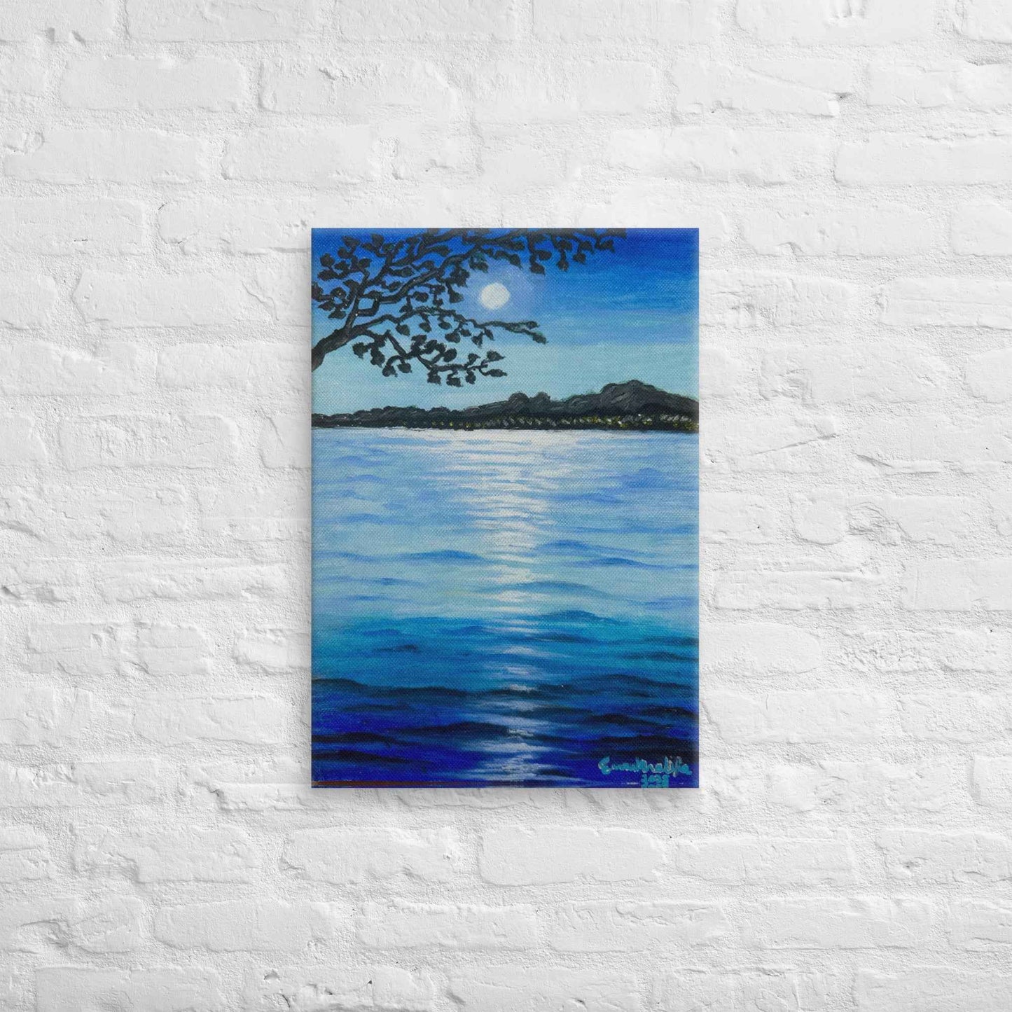 Canvas Print - Nocturned - Moonlit Sea by Night