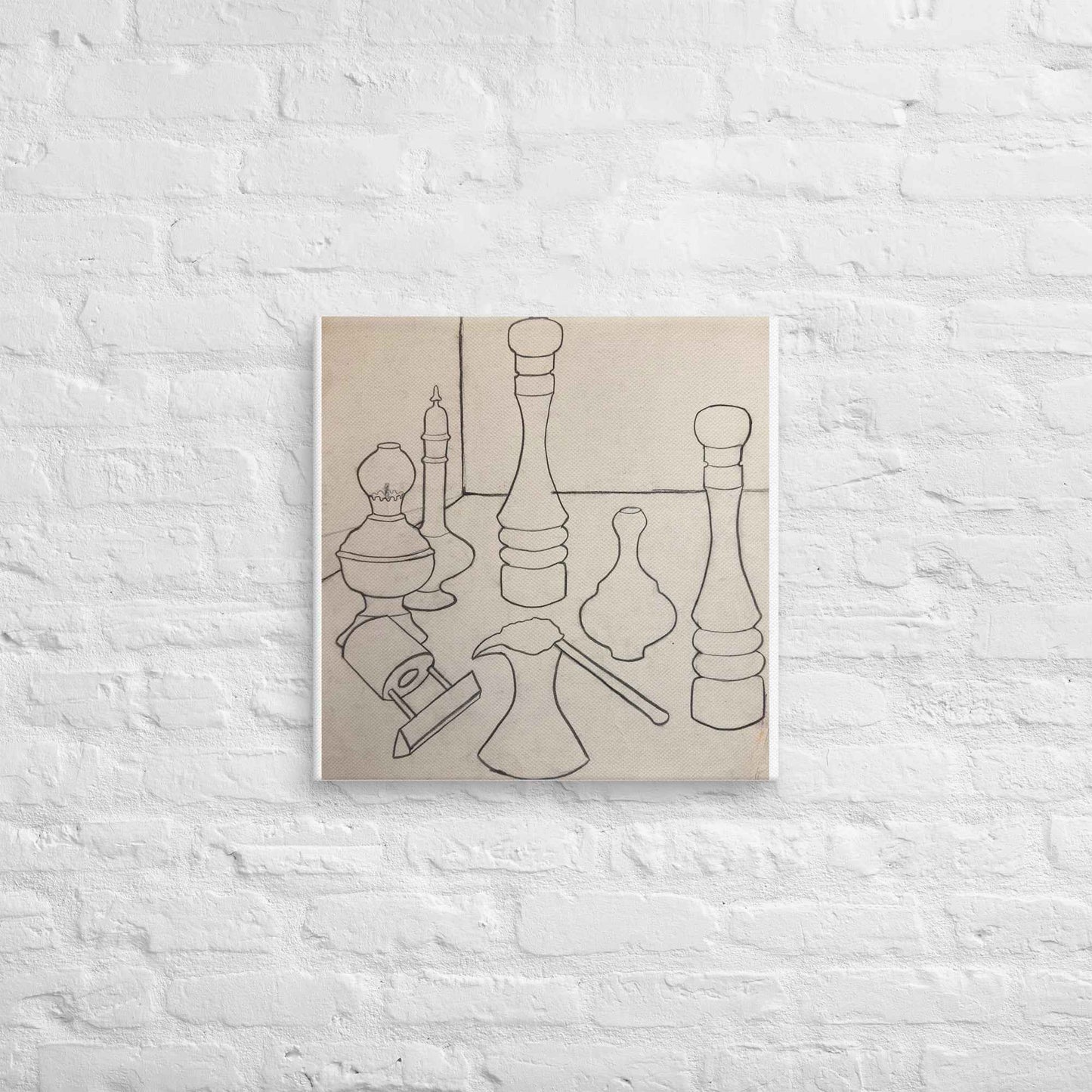 Canvas Print - Contours of Orient - Monochrome Outline