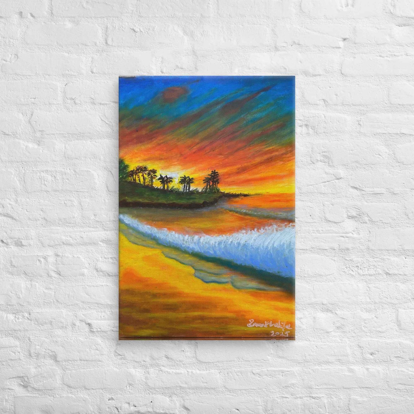 Canvas Print - Day Blazed - Tropical Sunset Palm Tree