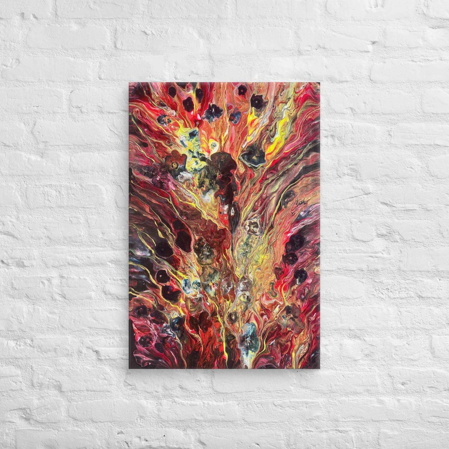 Canvas Print - Phoenix - Fluid Abstract Red Gold Fire