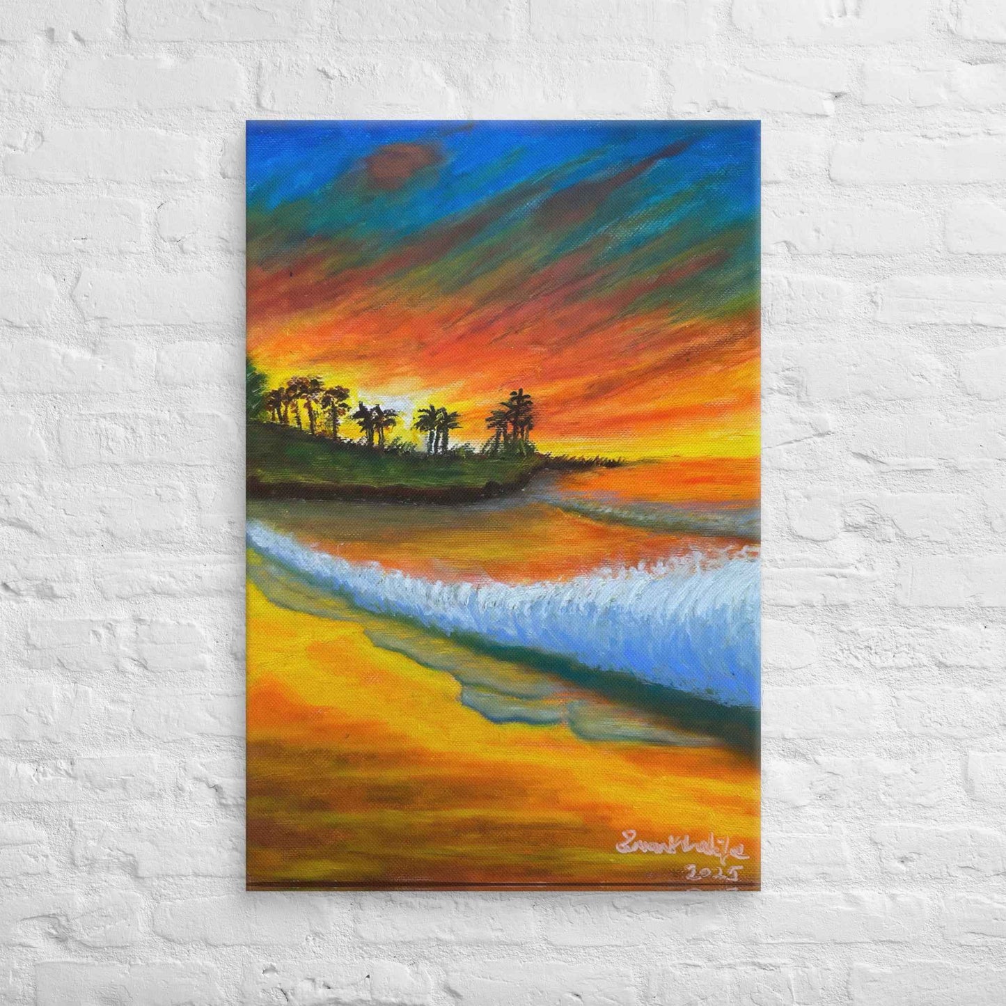 Canvas Print - Day Blazed - Tropical Sunset Palm Tree